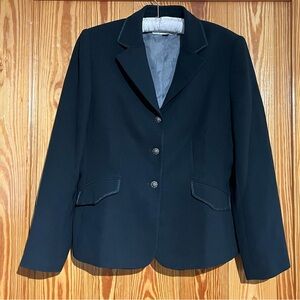 Tahari Conch Buttons Western Flare Black Blazer Jacket Career Casual